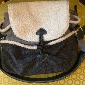 Arianna hobo style wool/ leather/ polyester soft bag